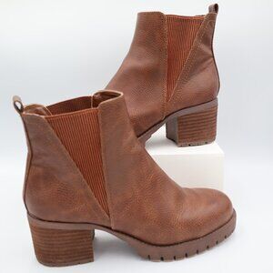 Mia Women’s Boots Ankle Jody Chelsea Booties Brown Block Heel, Size 9